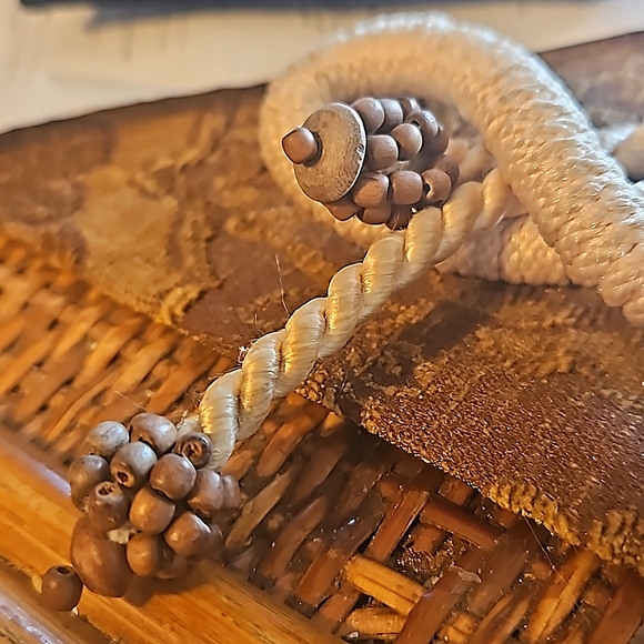 NOS 90s Shell Crystal Braided Sash Belt Embellished Braided Rope Belt New Vtg - Picture 5 of 14